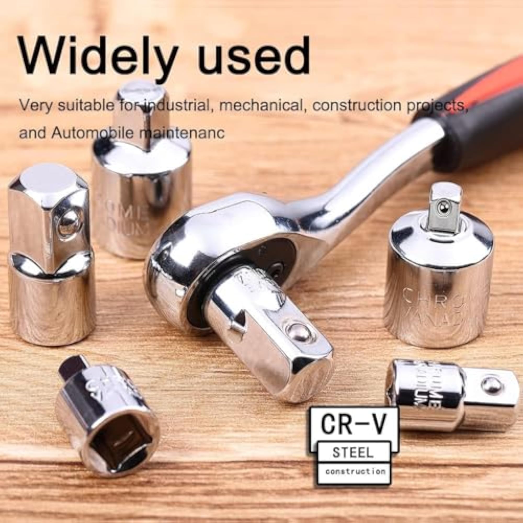 Socket Adapter & Reducer Set, Chrome Vanadium Steel